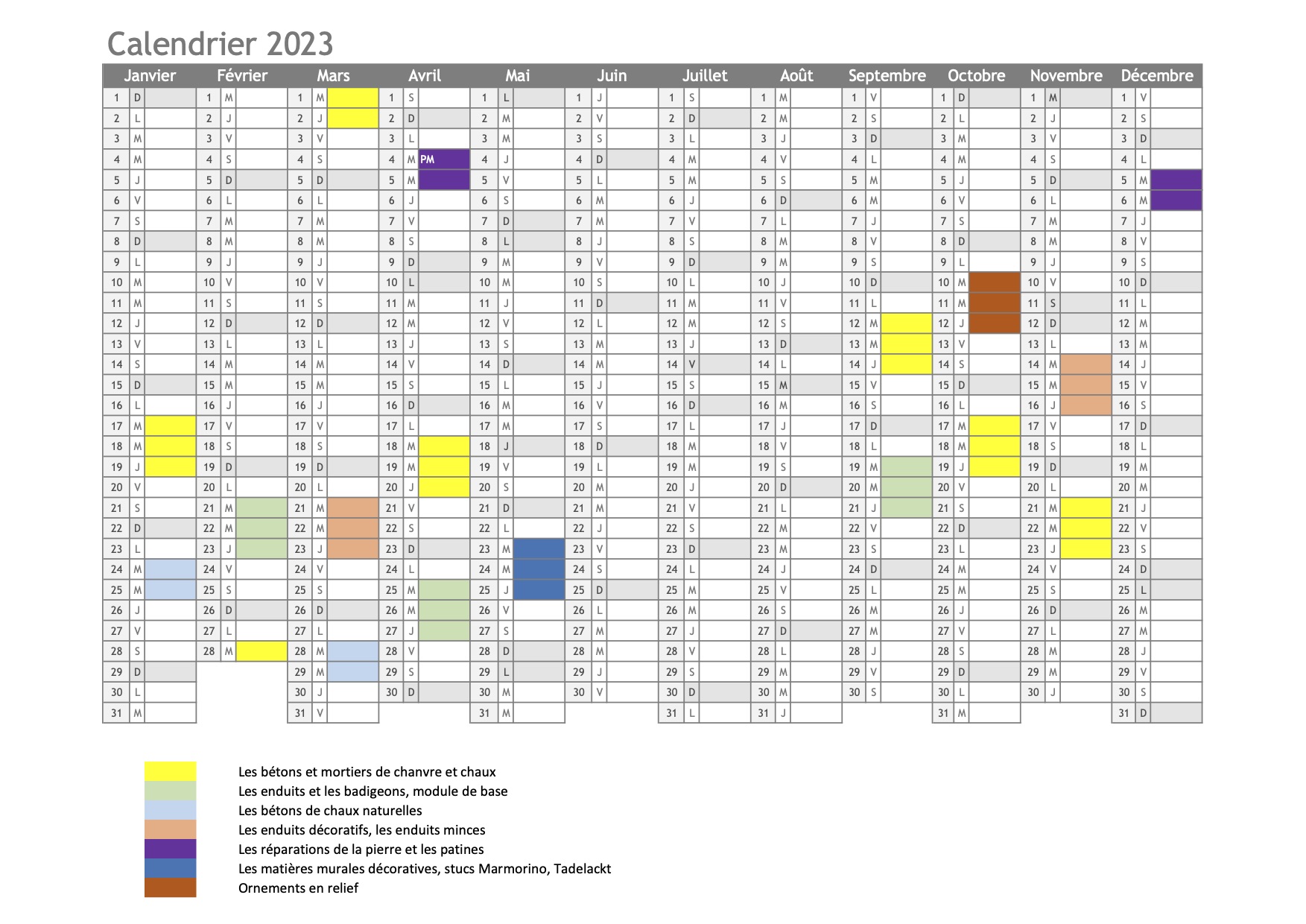 Planning formations professionnelles 2023